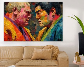 modern japanese art sumo wrestlers