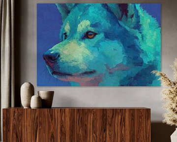 modern japanese art Akita Inu dog