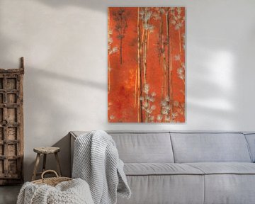 Bomen in zacht oranje van Whale & Sons
