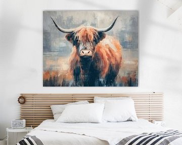 Hooglander van Abstract Schilderij