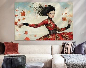 Herfstbladeren van Abstract Schilderij