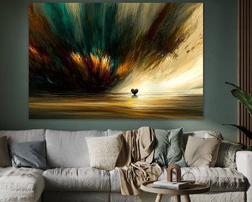Dynamisch abstract landschap met hart