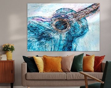 Abstracte gitaar in blauwe tinten van Imperial Art House