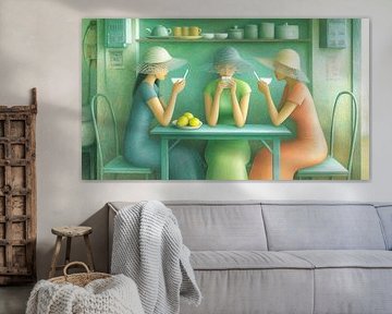 Three women in a teahouse by May