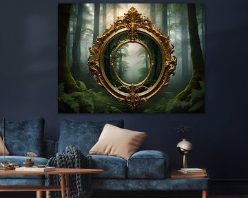 The Mirror Forest - Mystical Forest with Golden Mirror by Nicolette Vermeulen