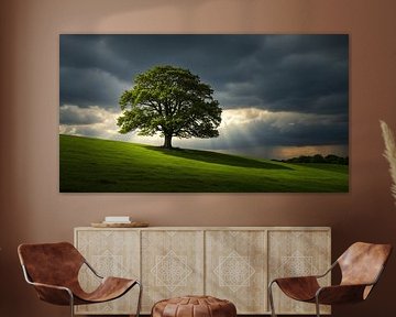 Einsamer Baum im Sturmlicht – Exklusive Wandkunst