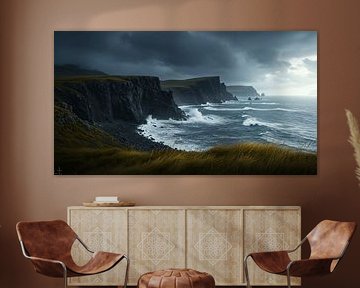 Stormkliffen bij de bulderende zee - Exclusieve wanddecoratie