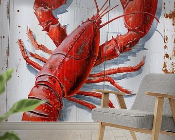 Vintage kreeftenposter in shabby chic stijl