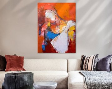 Abstract Portret van Vrouw in Oranje van Blikvanger Schilderijen