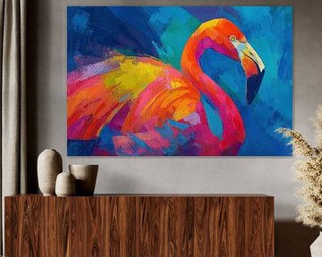 Abstracte Flamingo met Felle Kleuren
