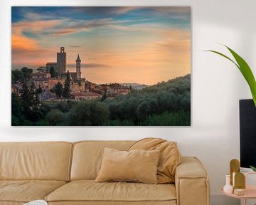 Vinci dorp zonsondergang skyline, Leonardo geboorteplaats. van Stefano Orazzini