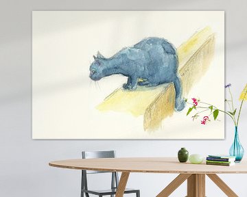Neugierige Katze bereit zum Sprung