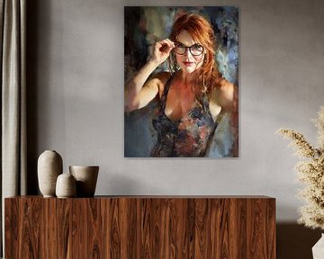 Femme rousse au regard intense sur Frank Heinz