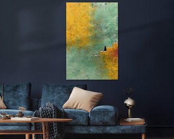 De Kat op de Trappen – Abstract Impasto Kat Schilderij van Joriali Abstract
