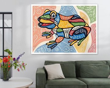 Illustration abstraite et colorée d'une grenouille