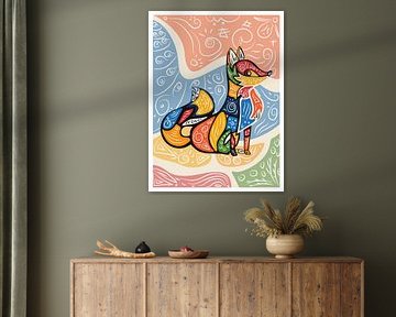 Colorful Abstract Fox Illustration by Kelly R Hayes