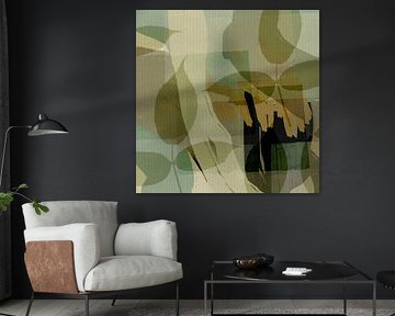 Botanical abstract in olive and taupe by Abstract Minimalist Art