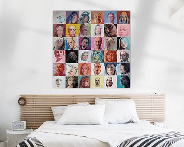 Mosaïque colorée de portraits alla prima sur Ron van Vliet
