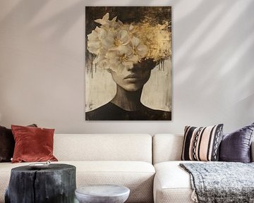 Bloemenvrouw | Elegante Bloemen Vrouw Portret