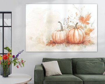 Ländliches Herbststillleben mit Kürbissen