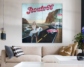 Billboard, Marilyn Mornoe, James Dean, Route 66 America sur Inge van den Brande