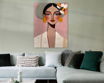 Buntes Porträt "Fashionista" von Carla Van Iersel