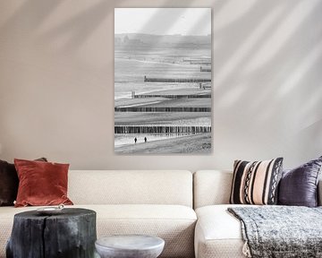 Brise-lames et dunes en Zélande sur Marcel van Oene