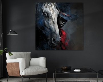 White Love | Horseman and Horse Artwork sur Karina Brouwer