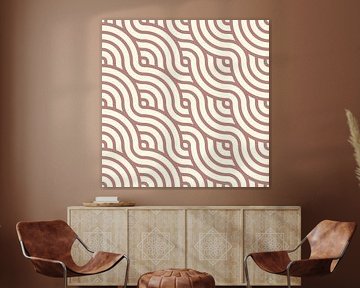 Japans golfpatroon in roze terra en wit. Zen kunst van Abstract Minimalist Art