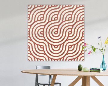 Zen kunst. Abstract geometrisch patroon in terracotta en wit van Abstract Minimalist Art