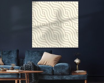 Minimalistisch geometrisch Japans patroon in terra en wit van Abstract Minimalist Art