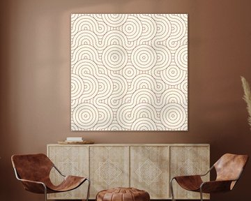 Japandi golf en cirkel abstract patroon van Abstract Minimalist Art