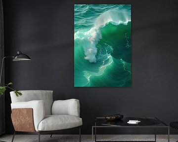 Luchtfoto van een brekende oceaangolf