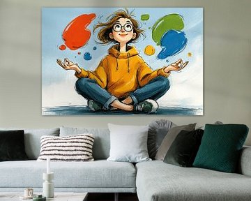 Meisje Meditatie | Colorful Calm van OMG Art