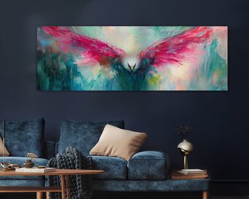 Zomer Vogel met Vleugels | Abstracte Vogel met Roze Vleugels