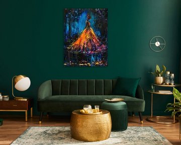 Midnight Bloom van Abstract Schilderij