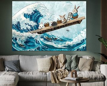 Animals on bridge over ocean by Art & Soul Creations
