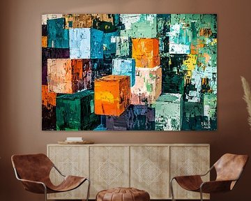 Cube d'art abstrait coloré