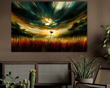 Sonnenaufgang mit einsamer Blume von Imperial Art House