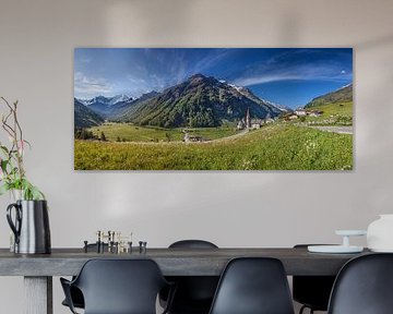Panorama van het dorp Rein in Taufers, Tauferer Ahrntal, Zuid-Tirol