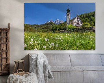 Church of St John in Ranui near St Magdalena in the Villnöss Valley, Italy