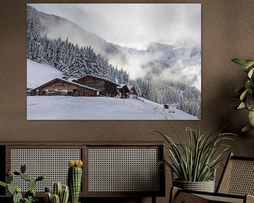 De Moareggalm op de Klausberg in het Ahrntal in de winter, Zuid-Tirol van Christian Müringer