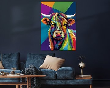 Highland Koe Pop Art Stijl van MIROKKU