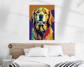 Golden Retriever Pop Art Stijl van MIROKKU