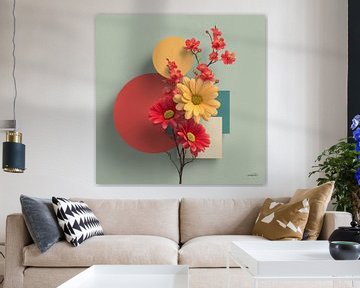 Abstract met bloemen van Gelissen Artworks