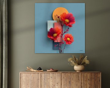 Abstrait avec des fleurs sur Gelissen Artworks