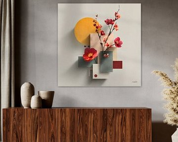 Abstrait avec des fleurs sur Gelissen Artworks