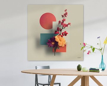 Abstrait avec des fleurs sur Gelissen Artworks