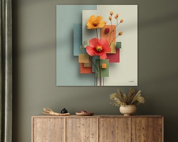 Abstrait avec des fleurs sur Gelissen Artworks