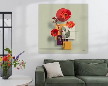 Abstrait avec des fleurs sur Gelissen Artworks